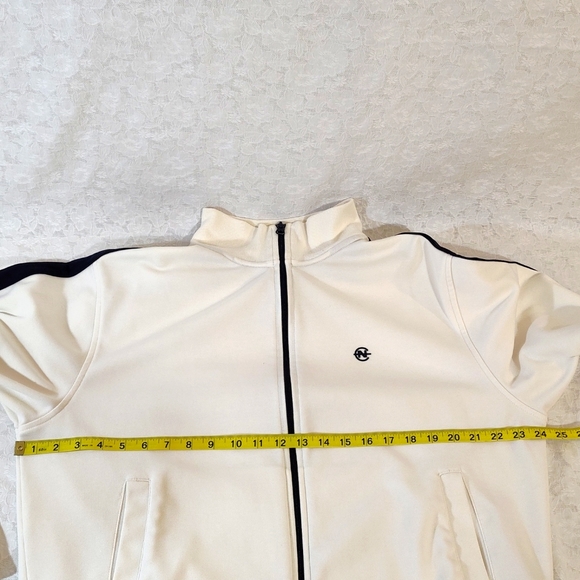 Nautica Men's White Zipper Jacket with Blue Stripes Size M - Picture 11 of 16